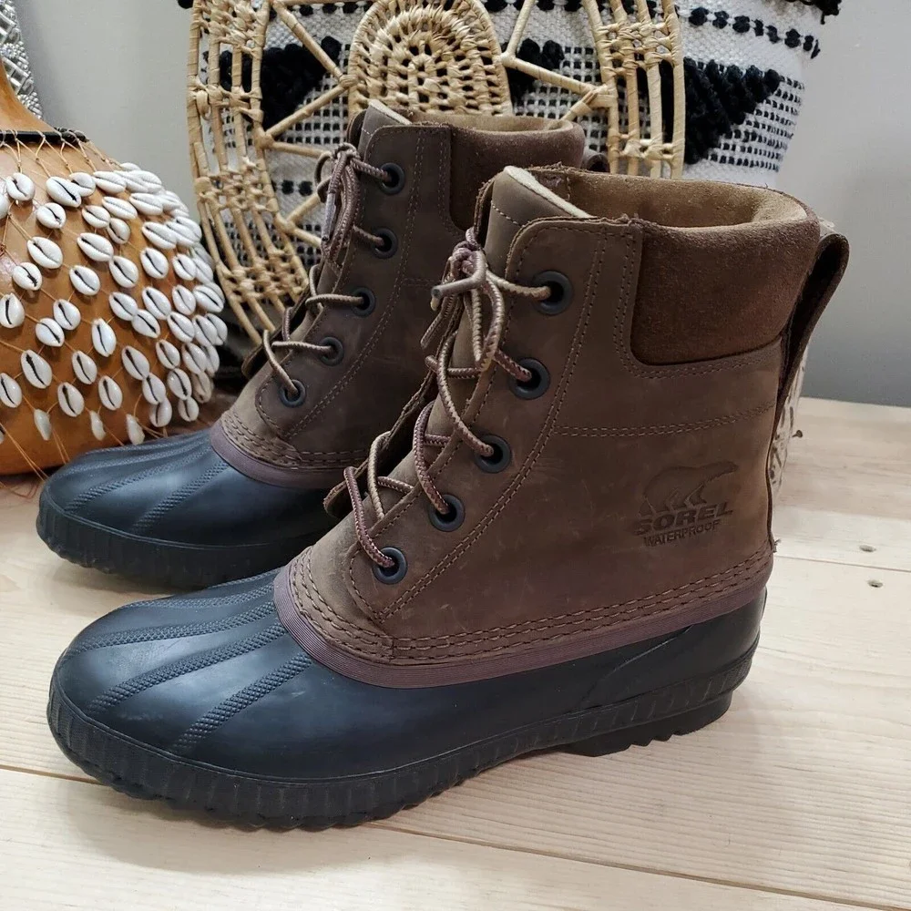 Sorel Cheyanne II Waterproof Duck Boots Leather Unisex M 8.5/W 10.5/EU 41.5